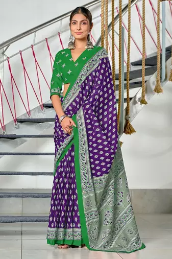 Hand block print mulmul cotton sarees