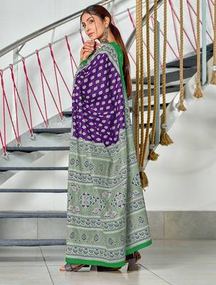 Hand block print mulmul cotton sarees 4