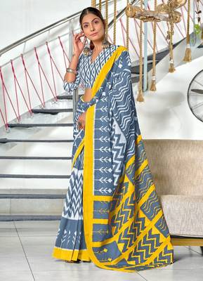 Hand block print mulmul cotton sarees 1
