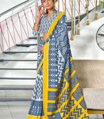 Hand block print mulmul cotton sarees