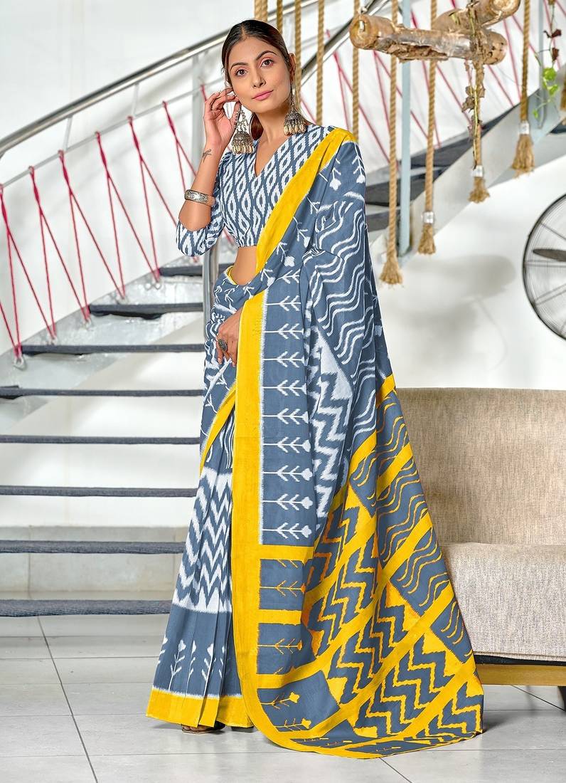 Hand block print mulmul cotton sarees