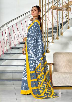Hand block print mulmul cotton sarees 3