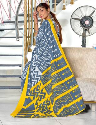 Hand block print mulmul cotton sarees 4
