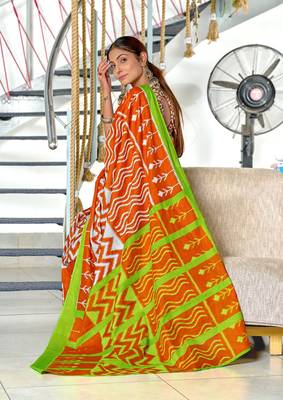 Hand block print mulmul cotton sarees 4