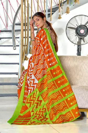 Hand block print mulmul cotton sarees