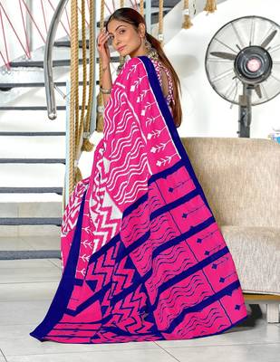 Hand block print mulmul cotton sarees 4