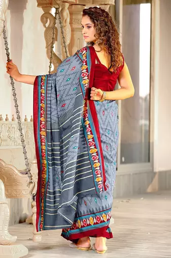 Hand block print mulmul cotton sarees