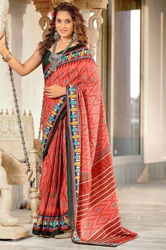 Hand block print mulmul cotton sarees
