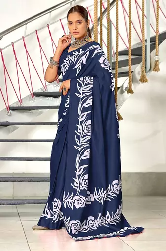 Hand block print mulmul cotton sarees