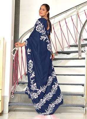 Hand block print mulmul cotton sarees 4