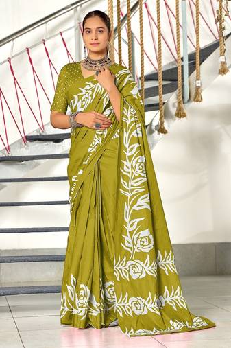 Hand block print mulmul cotton sarees