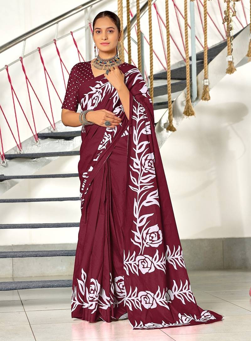 Hand block print mulmul cotton sarees