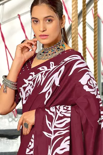 Hand block print mulmul cotton sarees