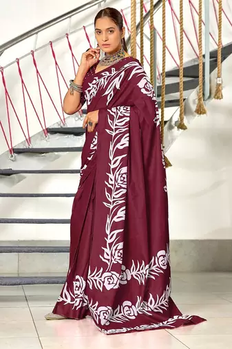 Hand block print mulmul cotton sarees