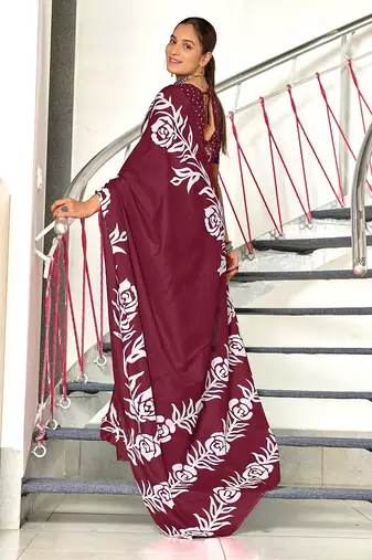 Hand block print mulmul cotton sarees