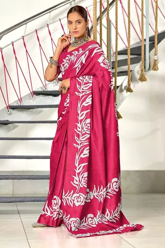 Hand block print mulmul cotton sarees