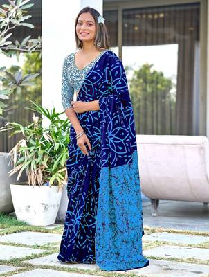 Hand block print mulmul cotton sarees 1