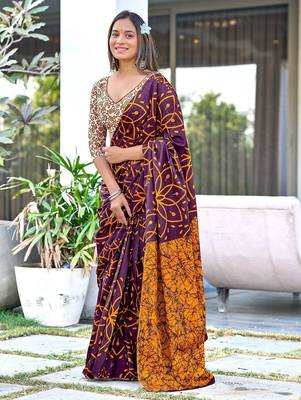 Hand block print mulmul cotton sarees 1