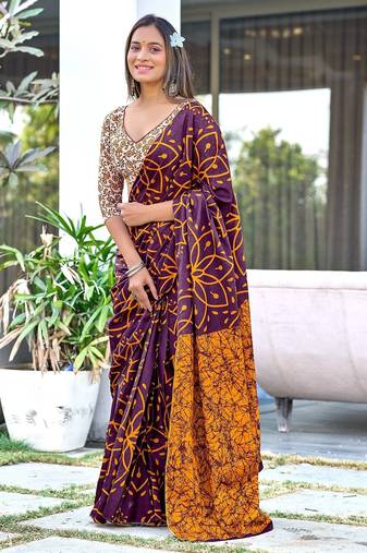 Hand block print mulmul cotton sarees