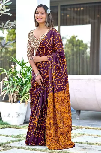 Hand block print mulmul cotton sarees