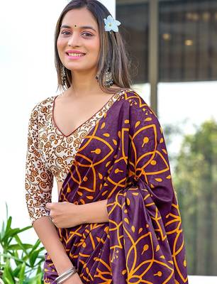 Hand block print mulmul cotton sarees 2