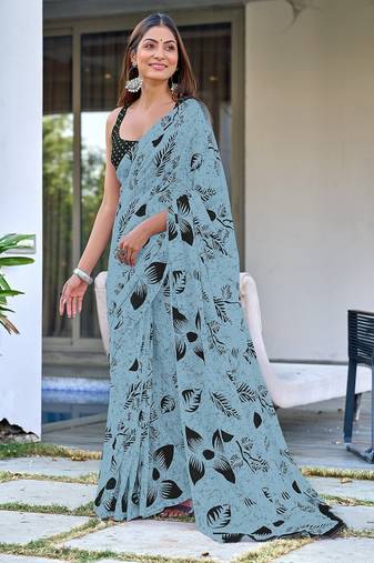 Hand block print mulmul cotton sarees