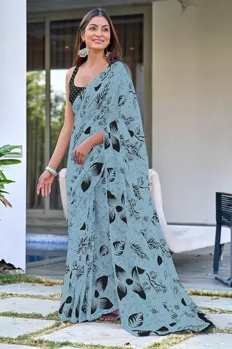 Hand block print mulmul cotton sarees