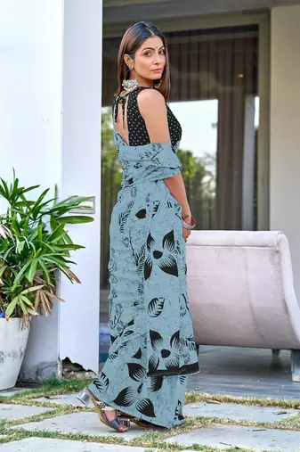 Hand block print mulmul cotton sarees