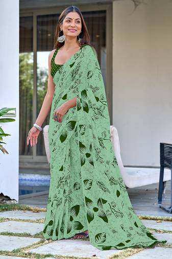 Hand block print mulmul cotton sarees