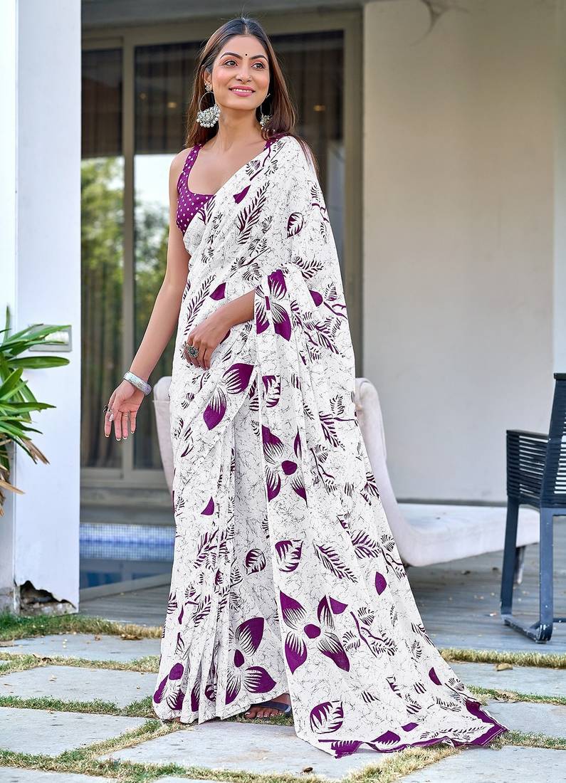 Hand block print mulmul cotton sarees