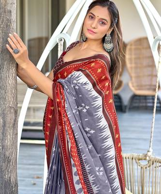 Ikkat printed mulmul cotton sarees 3