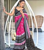 Ikkat printed mulmul cotton sarees