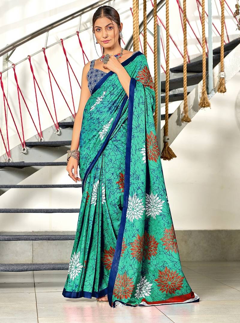 Hand block print mulmul cotton sarees