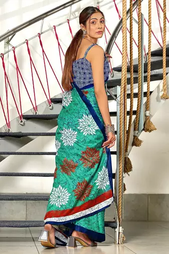 Hand block print mulmul cotton sarees