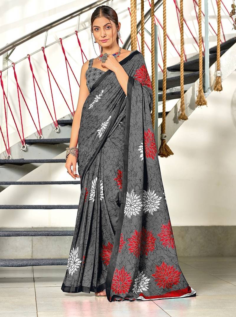Hand block print mulmul cotton sarees