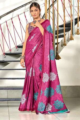 Hand block print mulmul cotton sarees