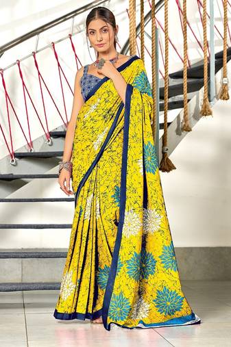 Hand block print mulmul cotton sarees
