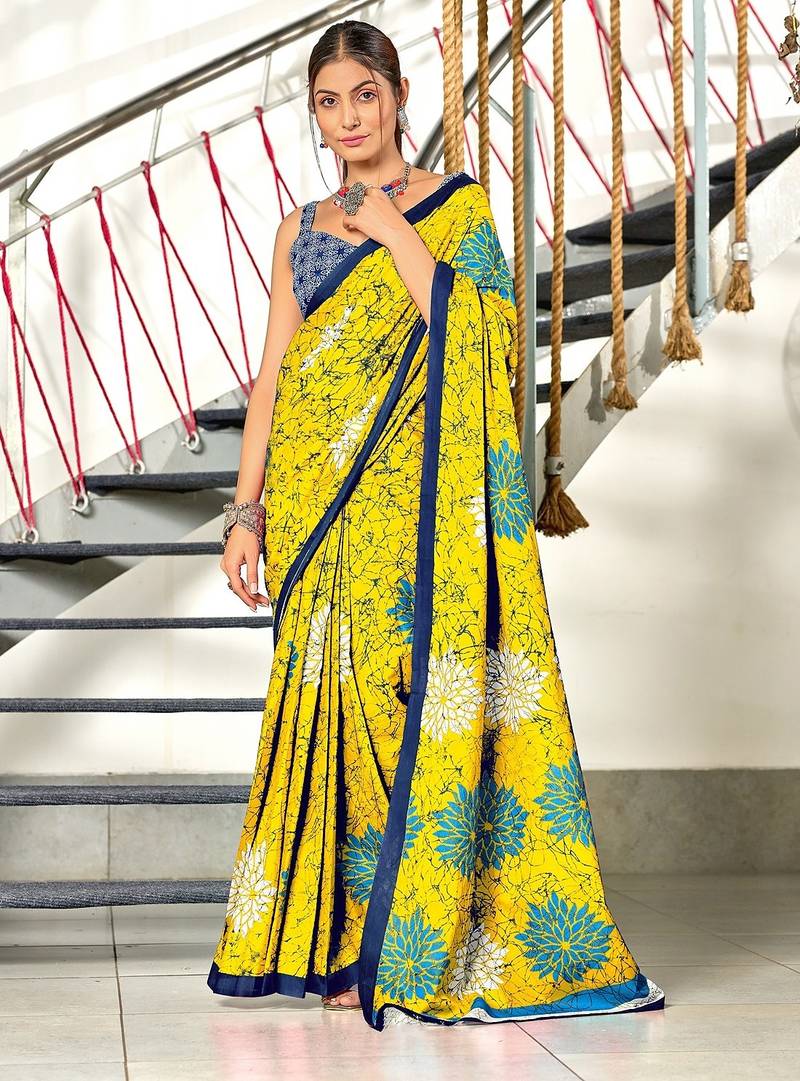 Hand block print mulmul cotton sarees