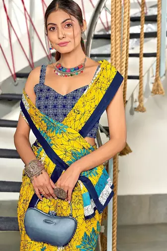 Hand block print mulmul cotton sarees