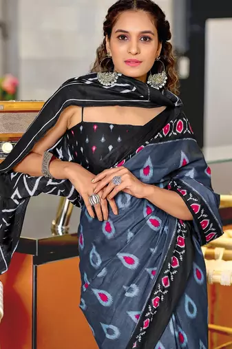 Hand block print mulmul cotton sarees