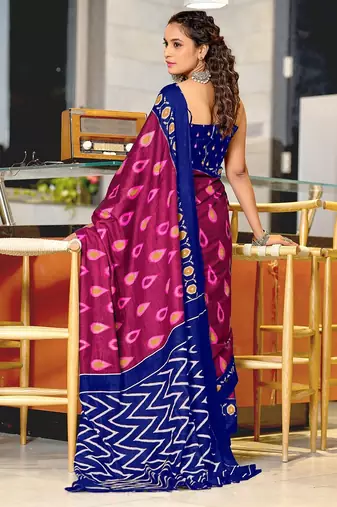 Hand block print mulmul cotton sarees