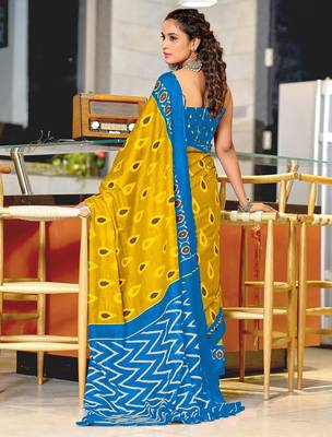 Hand block print mulmul cotton sarees 4