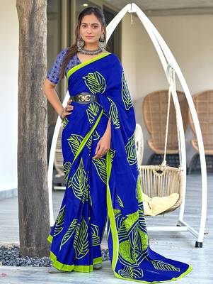 Hand block print mulmul cotton sarees 1