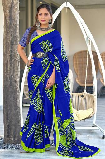 Hand block print mulmul cotton sarees