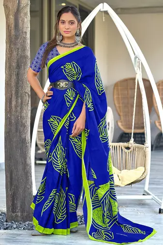 Hand block print mulmul cotton sarees