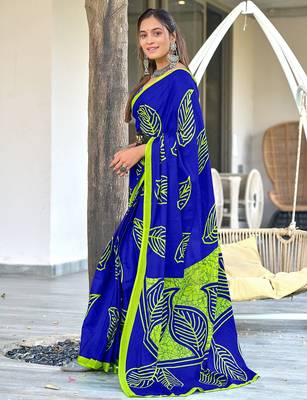 Hand block print mulmul cotton sarees 3