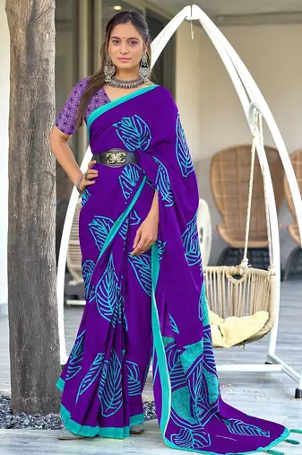 Hand block print mulmul cotton sarees