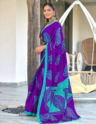 Hand block print mulmul cotton sarees 3