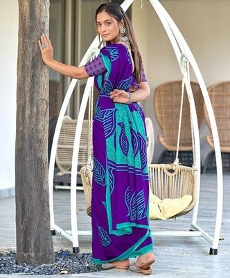 Hand block print mulmul cotton sarees 4