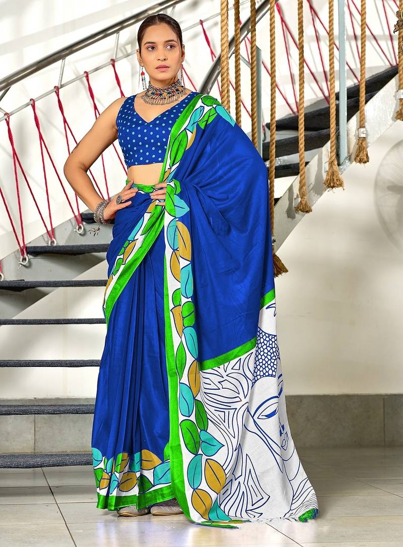 Hand block print mulmul cotton sarees